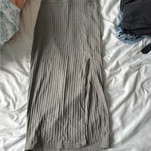 Charlotte Russe Gray Ribbed Maxi Skirt